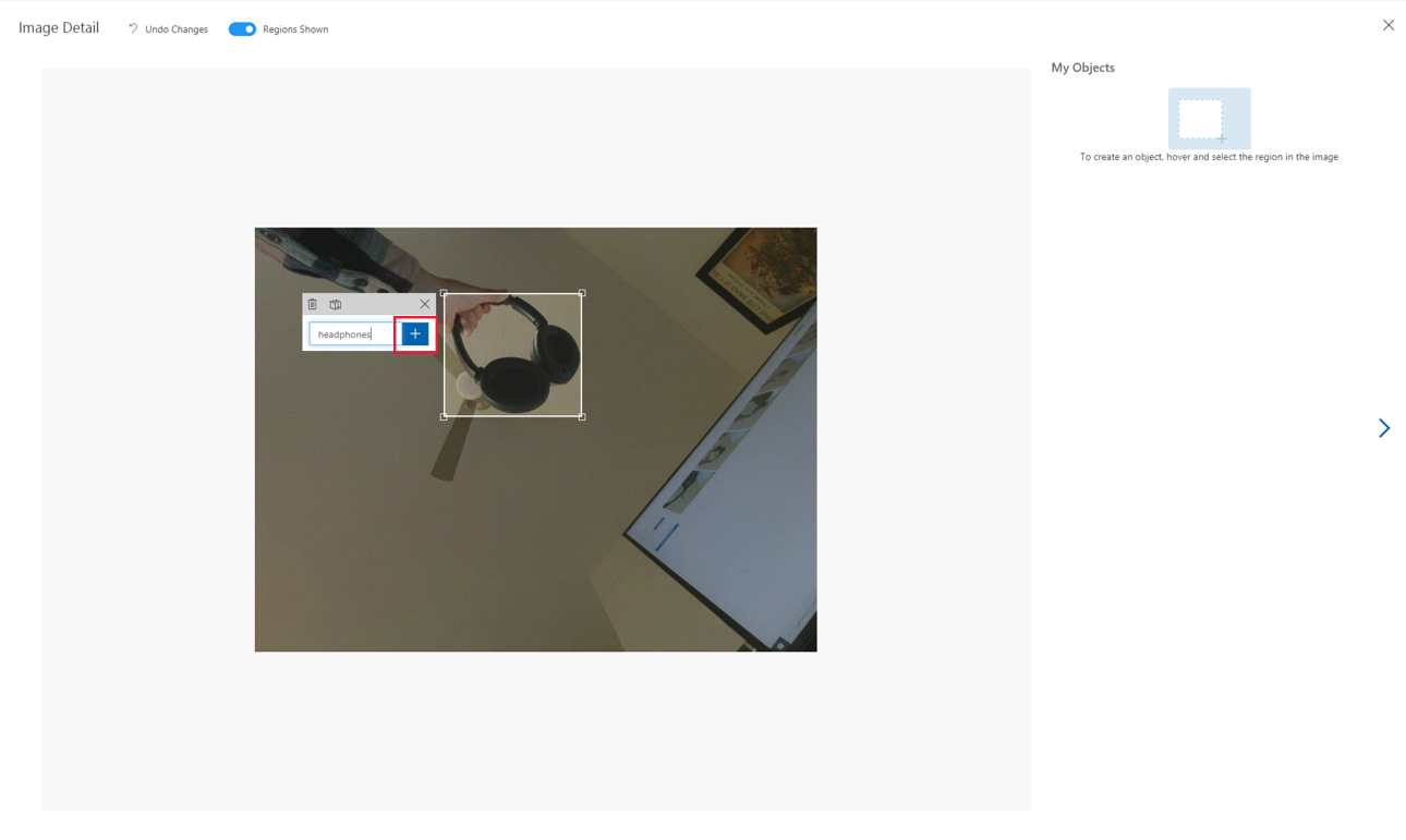 Schermata di assegnazione di tag alle immagini in Visione personalizzata.