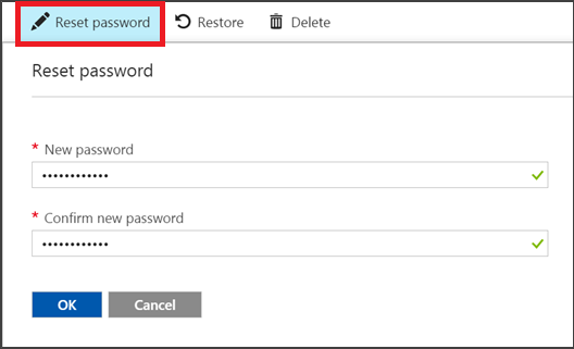 Screenshot di portale di Azure per reimpostare la password e salvare in Database di Azure per MySQL