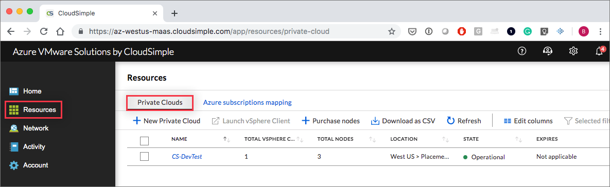 Pagina Cloud Privato