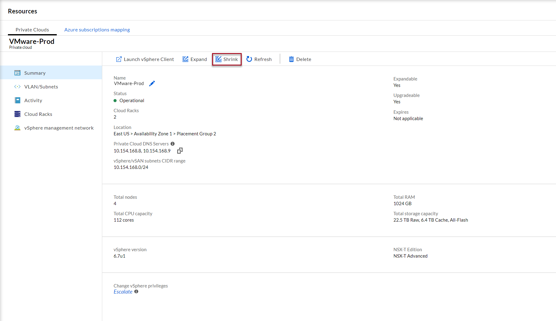 Ridurre il cloud privato