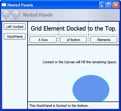 Interfaccia utente che utilizza panelli nidificati