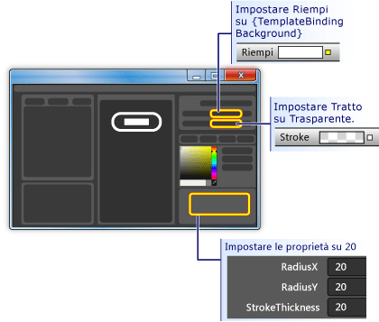 Procedura di modifica dell'aspetto di un rettangolo