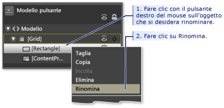 Procedura di ridenominazione di un componente di un modello