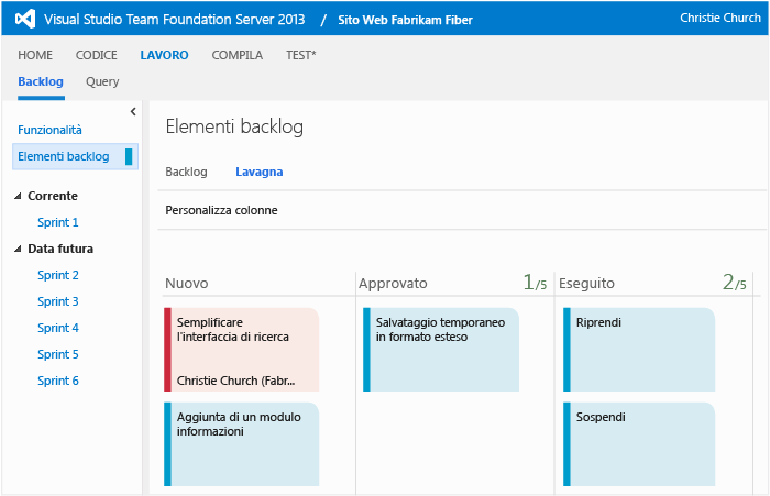 Visualizzare la bacheca Kanban