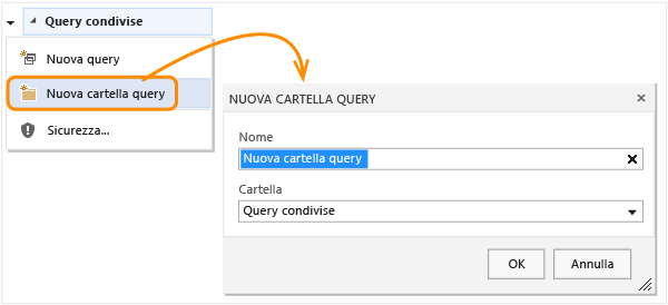 Collegamento Nuova cartella query nel menu di scelta rapida delle query