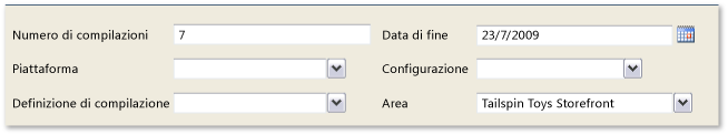 Filtri per il report Indicatori di qualità di compilazione