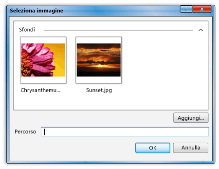 Finestra di dialogo Seleziona immagine