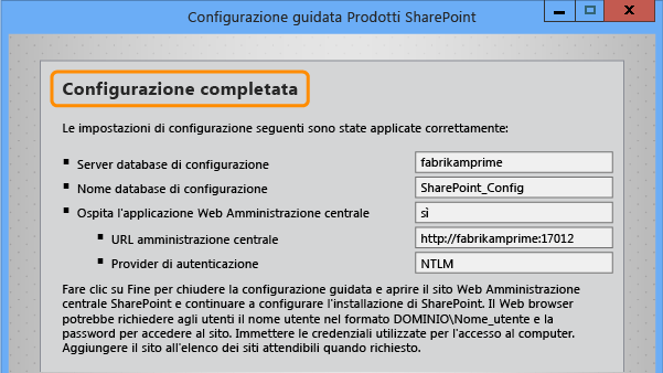 Installazione completata