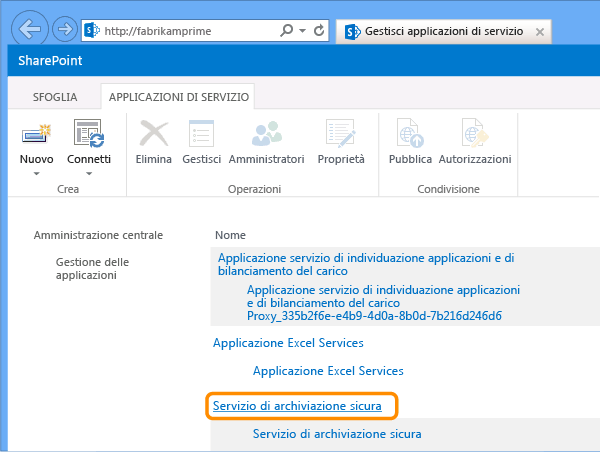 Scegliere Servizio di archiviazione sicura