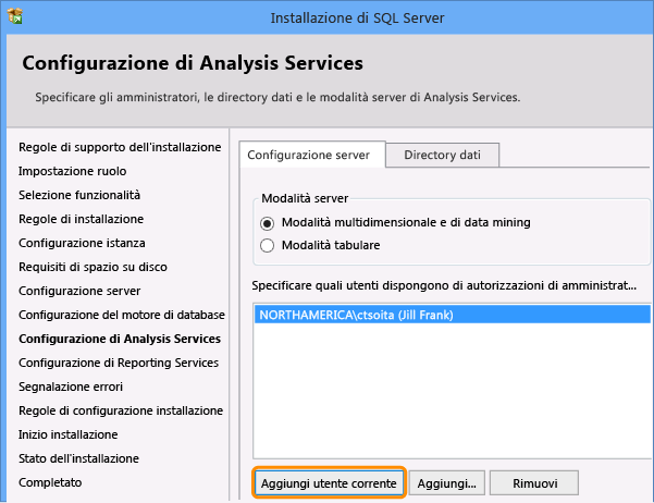 Configurazione di Analysis Services