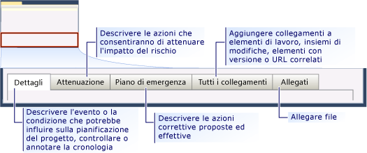 Form dell'elemento di lavoro rischio CMMI - schede