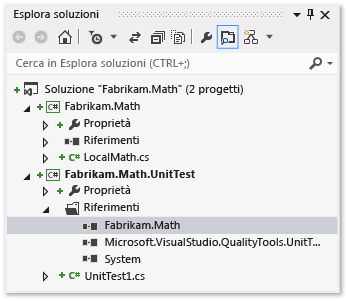 Esplora soluzioni con progetti di test e classe