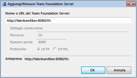 Aggiungere Team Foundation Server