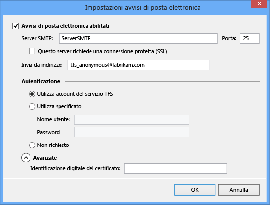 Abilitare e configurare il server SMTP