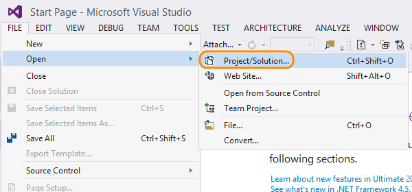 Open your solution in Visual Studio