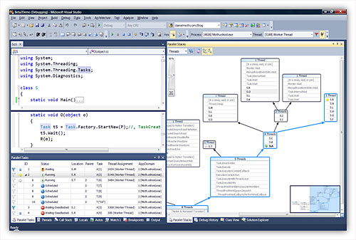 Visual Studio 2010 mostra l'analisi del codice durante l'esecuzione