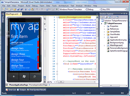Sviluppo di un'applicazione Silverlight per Windows Phone