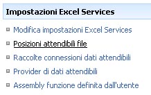 Excel Services - impostare percorsi di file attendibili