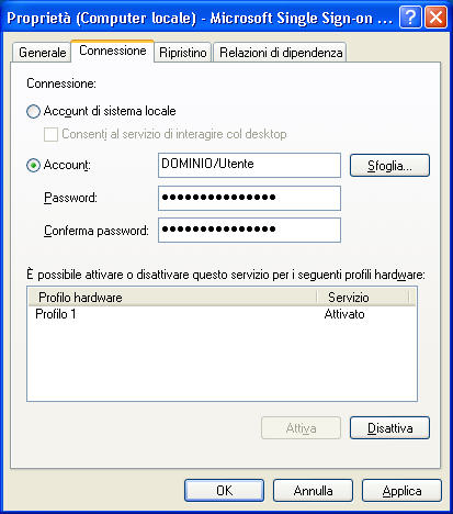 Excel Services - scheda di accesso