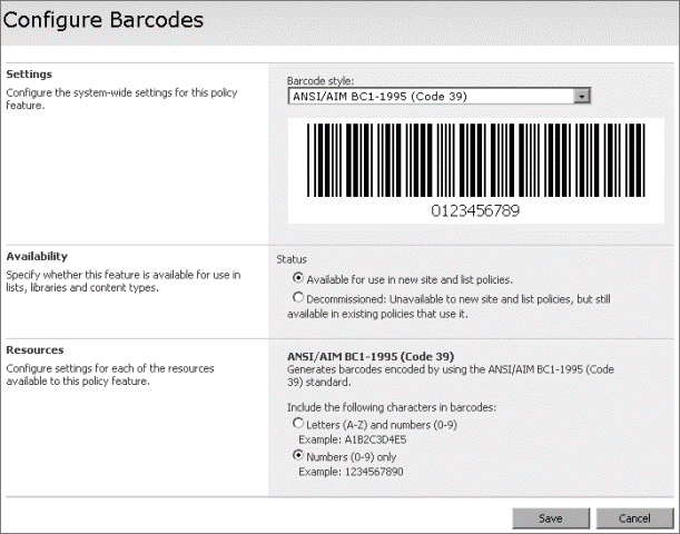 Configurare le impostazioni del codice a barre