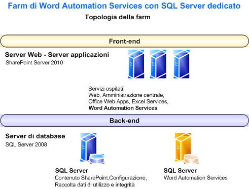 Farm Word Automation Services con SQL dedicato