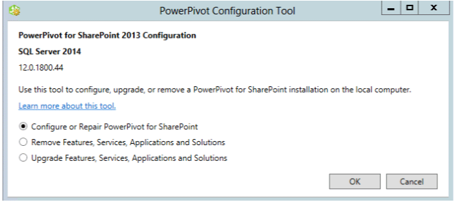 Strumento di configurazione PowerPivot per SharePoint 2013