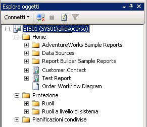 Esplora oggetti con server di report