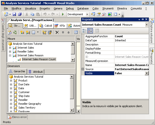 Proprietà della misura Internet Sales Reason Count