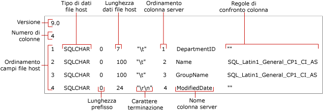 Identifica i campi di un file in formato non XML