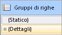 Gruppi di righe, modalità avanzata per tabella predefinita