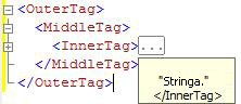 Codice XML con una descrizione comandi in cui è illustrato il codice nascosto