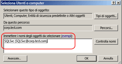 Selezione di utenti o computer in Active Directory