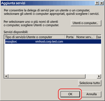 Aggiunta di servizi in Active Directory