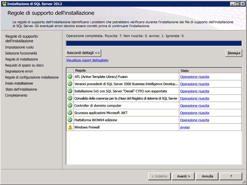 Regole di supporto del programma di installazione di SQL Server con avviso del firewall