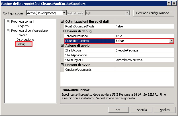 Proprietà progetto CleanseAndCurateSuppliers
