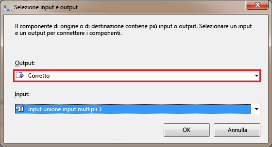 Finestra di dialogo Selezione input e output