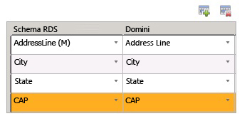 Esecuzione del mapping delle voci Schema servizio dati di riferimento a domini