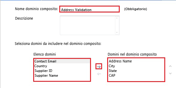 Dominio composito di convalida indirizzi