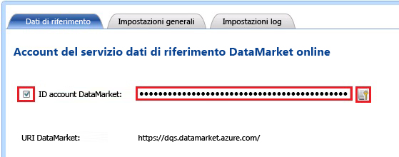 Account di servizio dei dati di riferimento di Azure DataMarket