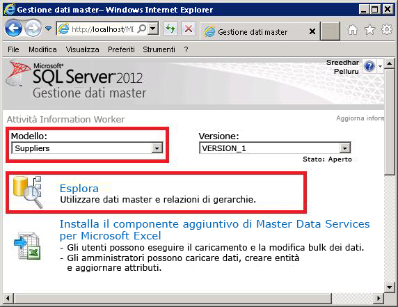 Gestione dati master - Pulsante Esplora