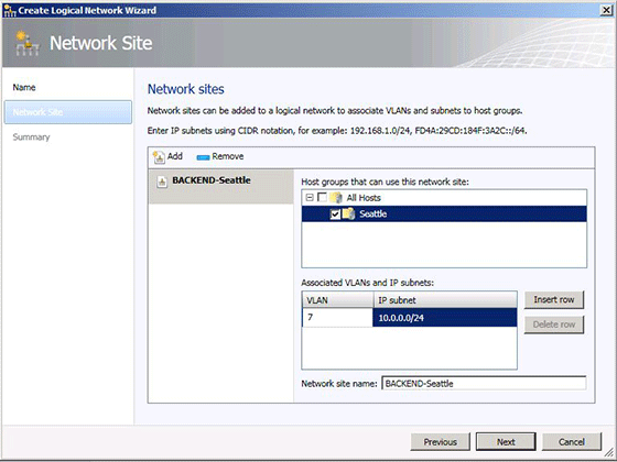 Sito di rete logico con subnet IP e VLAN