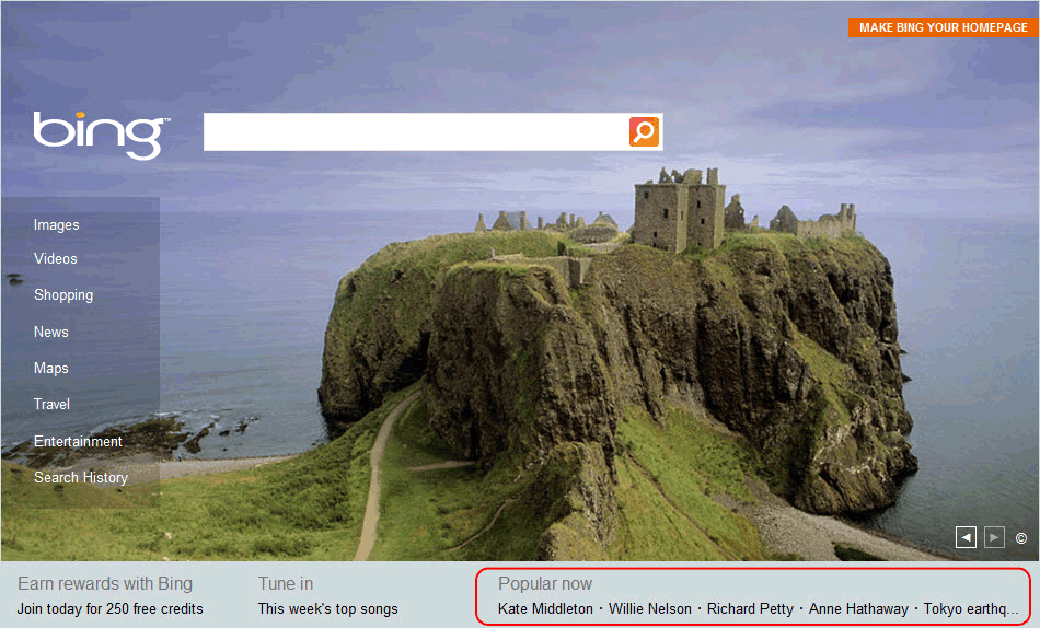 Home page di Bing