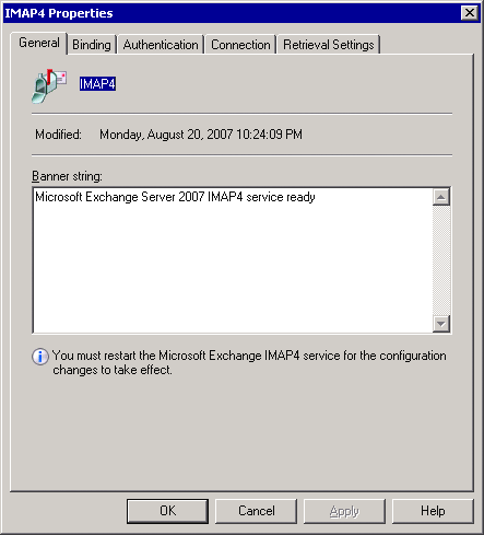 Figura 2 Exchange Management Console per POP3/IMAP4