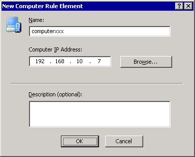 Figura 7 Inserire il nome del computer, l'indirizzo IP e la descrizione per assicurare che il sistema non venga rimosso