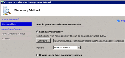 Figura 5 Individuazione avanzata tramite query Active Directory