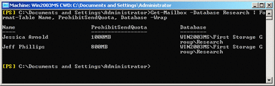 Figura 4 Esempio di output di Format-Table