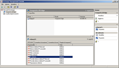 Figura 2 Controlli di Exchange Management Console per l'agente dell'ID mittente in Exchange Server 2007