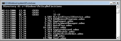 Figura 2 File ADMX nella directory \Windows\PolicyDefinitions
