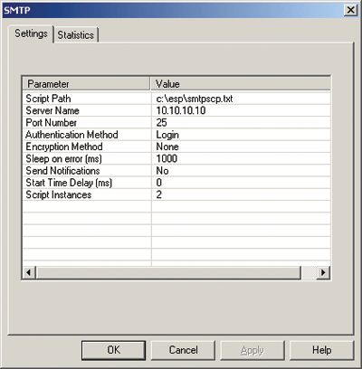 Figure 9 SMTP Script Parameters