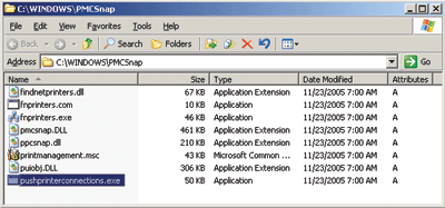 Figure 4 pushprinterconnections.exe in /windows/PMCSnap